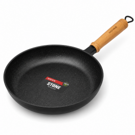 WOVEE Stone Fry Pan Kőhatású tapadásmentes serpenyő fa hatású nyéllel - 28 cm