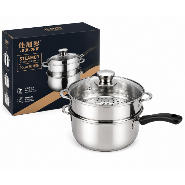JIAI STEAMER rozsdamentes acél párolókészlet – 3 részes - 20 cm