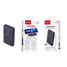 X-Start 3 az 1-ben Mágneses Power Bank 20W - fekete X-Start 3 az 1-ben Mágneses Power Bank 20W - fekete