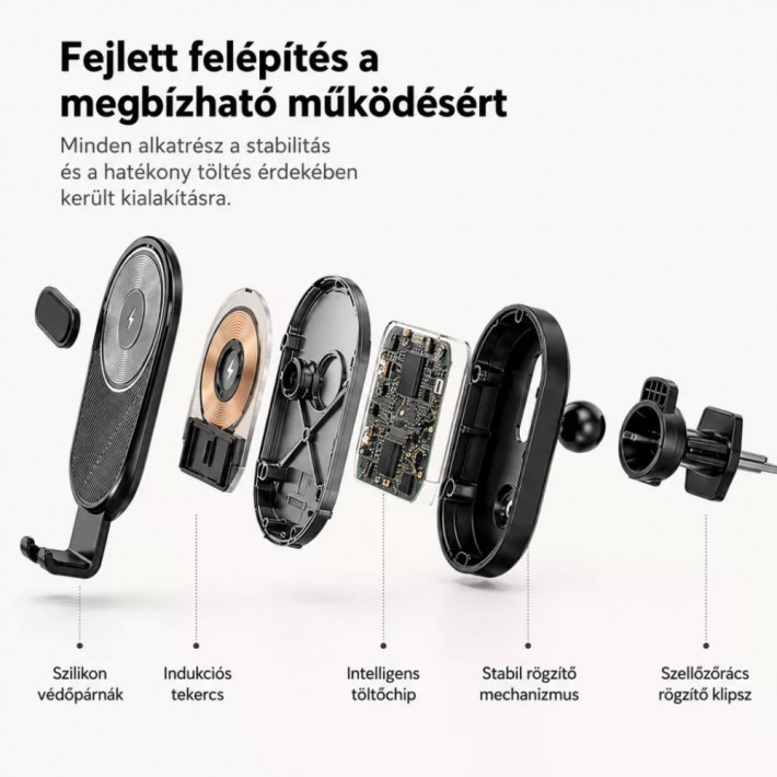 X-start 15W vezeték nélküli autós telefontartó – gyorstöltős, szellőzőrácsra