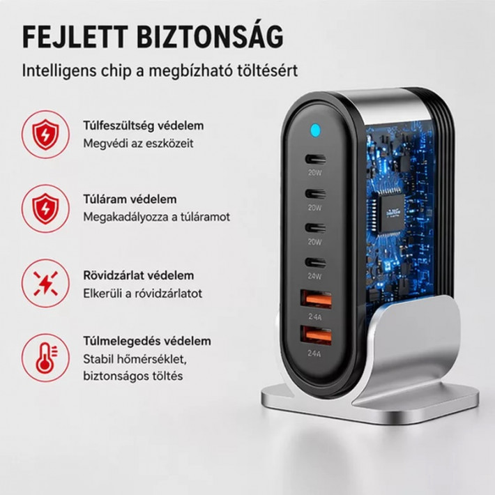 X-start 88W asztali többportos gyorstöltő állomás