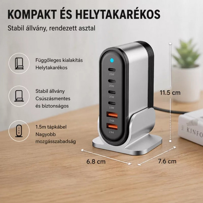 X-start 88W asztali többportos gyorstöltő állomás