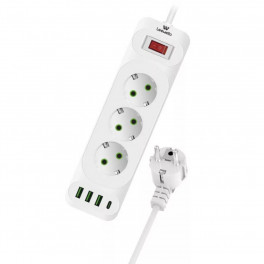 Leewello 3 aljzatos elosztó USB és Type-C csatlakozóval