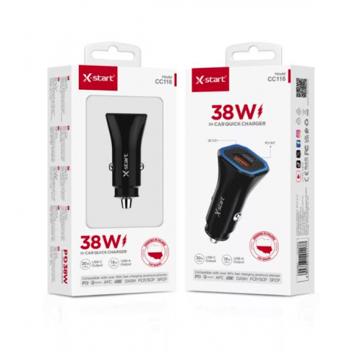 X-start autós gyorstöltő 38W