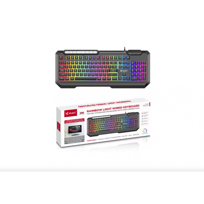 X-start M122 vezetékes gamer billentyűzet RGB szivárvány háttérvilágítással