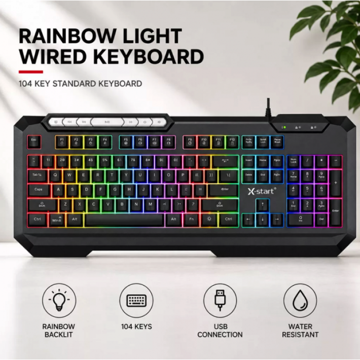 X-start M122 vezetékes gamer billentyűzet RGB szivárvány háttérvilágítással